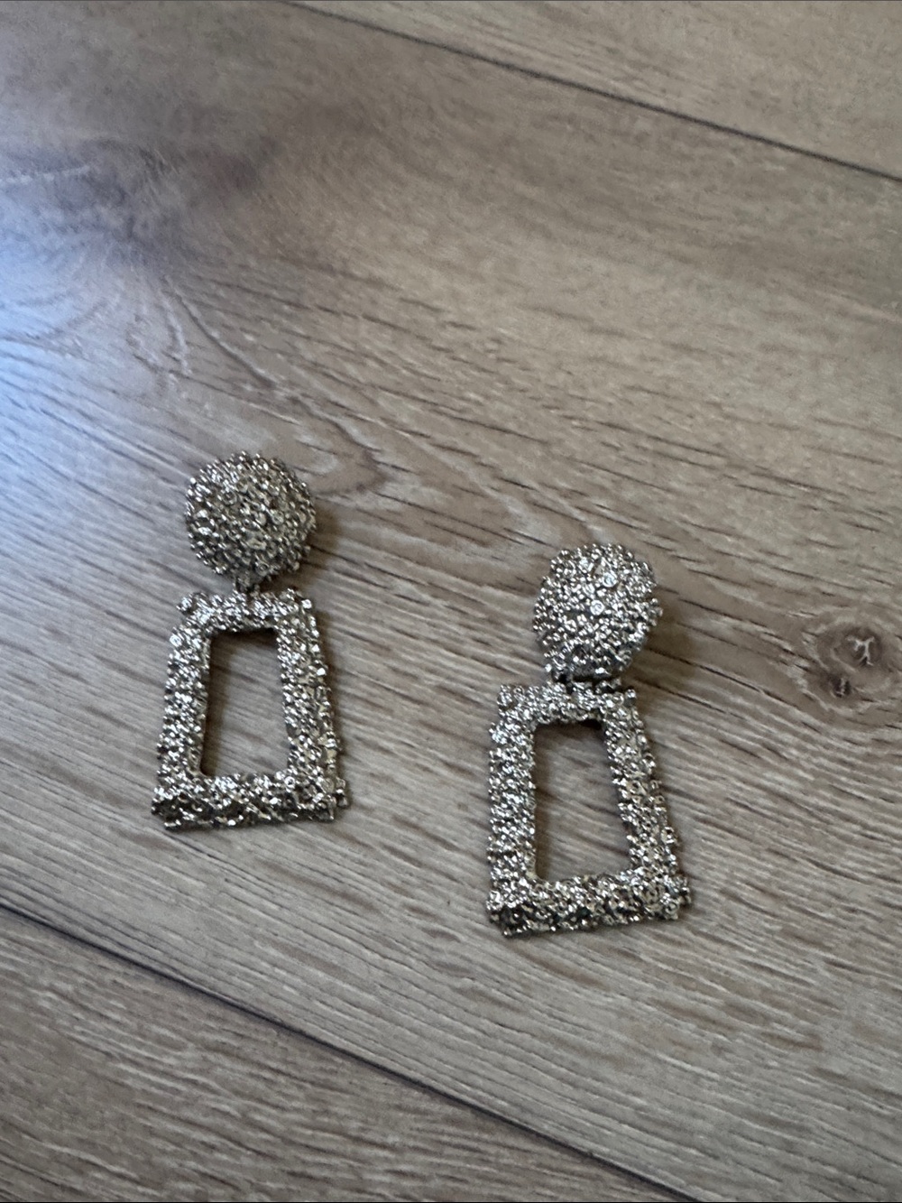Zara Gold Sparkle Open-Frame Drop Earrings